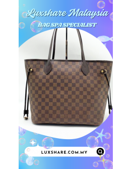 LOUIS VUITTON NEVERFULL DAMIER EBENE "LEATHER REPLACEMENT AND BAG SPA SERVICE"