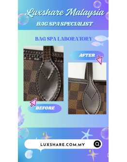 LOUIS VUITTON NEVERFULL DAMIER EBENE "LEATHER REPLACEMENT AND BAG SPA SERVICE"