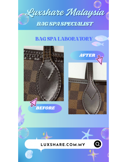 LOUIS VUITTON NEVERFULL DAMIER EBENE "LEATHER REPLACEMENT AND BAG SPA SERVICE"