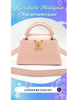 LOUIS VUITTON MINI CAPUCINE IN PINK WITH STRAP" BAG SPA CLEANING AND TREATMENT LEATHER"