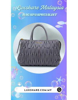 MIU MIU MATELASSE LEATHER HANDBAG IN PURPLE (BAG SPA CLEANING,NANO RESTORATION)