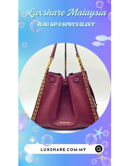 MICHAEL KORS MINA LARGE CHAIN SHOULDER TOTR BAG IN DARK CHERRY (BAG SPA CLEANING, LEATHER REPLACEMENT)