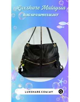 MICHAEL KORS PEBBLED LEATHER SHOULDER BAG IN BLACK (BAG SPA CLEANING, LEATHER REPLACEMENT)