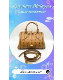 MCM COGNAC VISETOS STUDDED SATCHEL HANDBAG (BAG SPA CLEANING,TREATMENT AND CARE)
