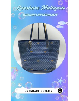 FAURE LE PAGE DAILY BATTLE TOTE BAG IN BLUE SCALE CANVAS (BAG SPA CLEANING,COLOR TOUCP UP)