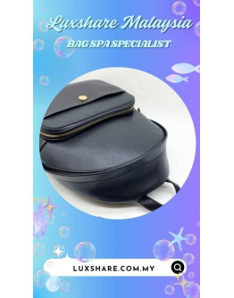 GIOSSARDI LEATHER BACKPACK IN BLACK (BAG SPA CLEANING,OIL EDGE)