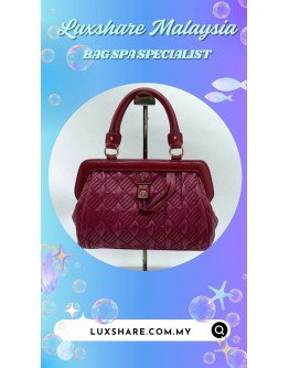 MAROON QUILTED LEATHER HANDBAG (BAG SPA CLEANING,COLOR TOUCH UP)