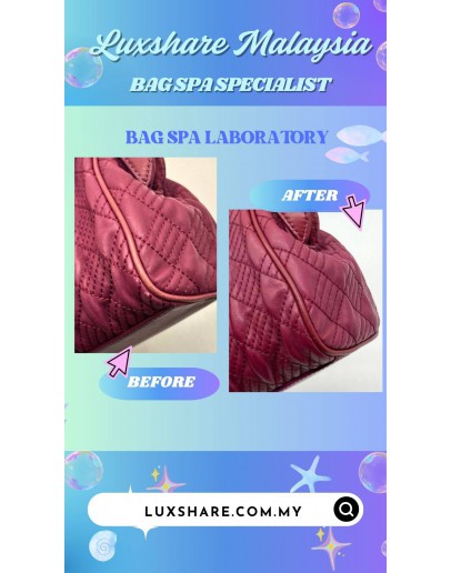 MAROON QUILTED LEATHER HANDBAG (BAG SPA CLEANING,COLOR TOUCH UP)