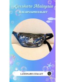 KARL LAGERFELD JEANS GRAFFITI-PRINT BELT BAG IN BLUE (NANO RESTORATION,HARDWARE POLISH)