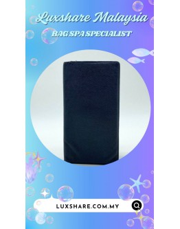 PEDRO FULL-GRAIN LONG LEATHER WALLET IN BLACK (BAG SPA CLEANING,OIL EDGE)