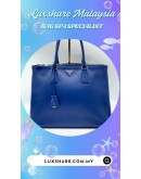 PRADA BLUE SAFFAIANO LEATHER DOUBLE ZIP TOTE BAG (BAG SPA CLEANING, COLOUR TOUCH UP)