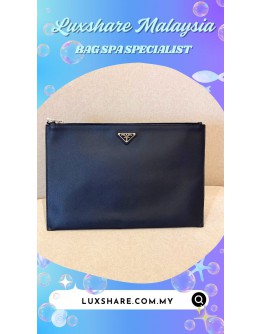 PRADA SAFFIANO LEATHER POUCH (LEATHER REPLACEMENT,ZIP HEAD REPLACEMENT)