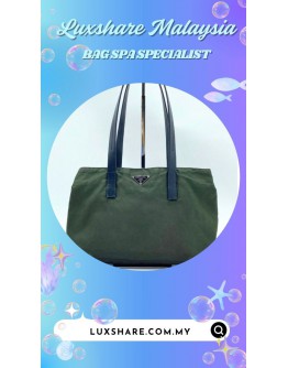 PRADA NYLON TOTE BAG IN SAGE GREEN COLOR (BAG SPA CLEANING,LEATHER REPLACEMENT)