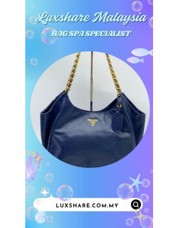 PRADA SOFT CALFSKIN LEATHER CHAIN TOTE BAG (BAG SPA CLEANING,TREATMENT AND CARE)