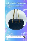 PRADA BLACK QUILTED TESSUTO NYLON IMPUNTU CHAIN SHOULDER BAG (BAG SPA CLEANING,COLOR TOUCP UP)