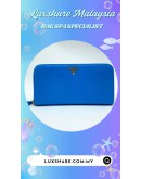 PRADA COBALT BLUE SAFFIANO LEATHER LONG ZIP AROUND WALLET (BAG SPA CLEANING,NANO RESTORATION)