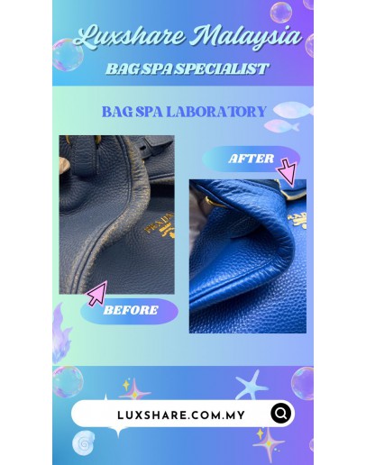 PRADA VITELLO DAINO LEATHER SHOULDER BAG  (BAG SPA CLEANING, NANO RESTORATION)