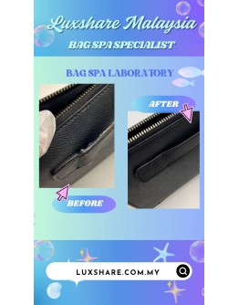 PRADA SAFFIANO LEATHER POUCH (BAG SPA CLEANING,OIL EDGE)