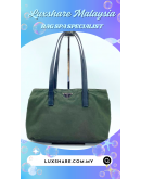 PRADA TOTE BAG IN DARK GREEN NYLON AND BLACK LEATHER " LEATHER REPLACEMENT AND BAG SPA SERVICE"