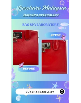 FERRAGAMO SMALL STUDIO BOX BAG IN RED (NANO RESTORATION, BAG SPA CLEANING)