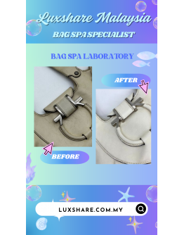 SALVATORE FERRAGAMO HANDBAG IN OFF WHITE AND SILVER HARDWARE" DEEP CLEANING AND BAG SPA SERVICE"