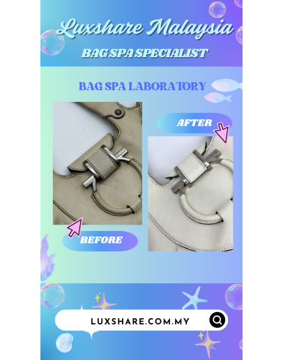 SALVATORE FERRAGAMO HANDBAG IN OFF WHITE AND SILVER HARDWARE" DEEP CLEANING AND BAG SPA SERVICE"