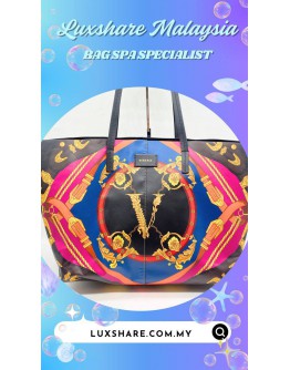 VERSACE HERITAGE PRINTED LEATHER TOTE BAG (BAG SPA CLEANING, STICK BACK PIPING PART)