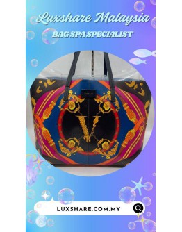 VERSACE HERITAGE PRINTED LEATHER TOTE BAG (BAG SPA CLEANING,OIL EDGE)