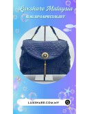 VERSACE BLUE EMBOSSED LEATHER ALTEA VANITAS SHOULDER BAG (LEATHER REPLACEMENT,COLOR TOUCH UP)