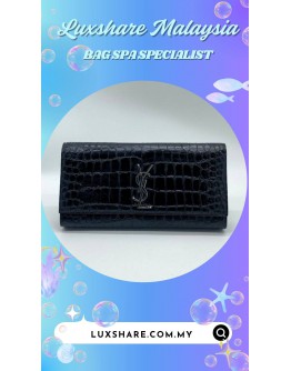 SAINT LAURENT YSL BLACK CROCODILE STAMP CLUTCH BAG (BAG SPA CLEANING,TREATMENT AND CARE)