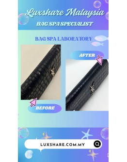 SAINT LAURENT YSL BLACK CROCODILE STAMP CLUTCH BAG (BAG SPA CLEANING,TREATMENT AND CARE)