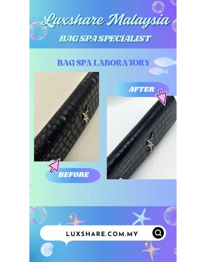 SAINT LAURENT YSL BLACK CROCODILE STAMP CLUTCH BAG (BAG SPA CLEANING,TREATMENT AND CARE)