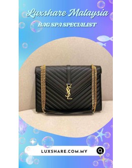 SAINT LAURENT MONOGRAM ENVELOPE BAG (BAG SPA CLEANING,COLOR TOUCH UP)