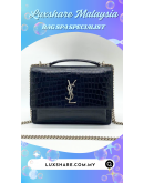 YSL YVES SAINT LAURENT CHAIN CROSSBODY BAG IN BLACK CROCODILE"NANO RESTORE AND TREATMENT LEATHER"