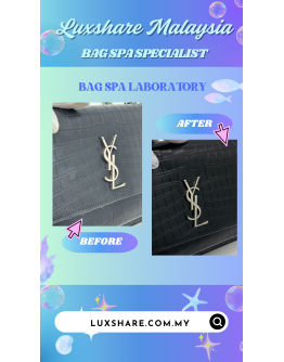 YSL YVES SAINT LAURENT CHAIN CROSSBODY BAG IN BLACK CROCODILE"NANO RESTORE AND TREATMENT LEATHER"
