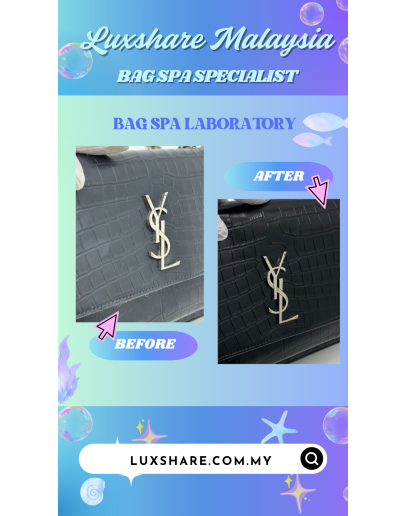 YSL YVES SAINT LAURENT CHAIN CROSSBODY BAG IN BLACK CROCODILE"NANO RESTORE AND TREATMENT LEATHER"