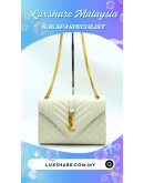 YSL YVES SAINT LAURENT ENVELOPE CHAIN BAG IN WHITE GRAINED CALF LEATHER AND GOLD HARDWARE "DEEP CLEANING AND BAG SPA SERVICE"