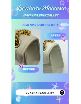 YSL YVES SAINT LAURENT ENVELOPE CHAIN BAG IN WHITE GRAINED CALF LEATHER AND GOLD HARDWARE "DEEP CLEANING AND BAG SPA SERVICE"