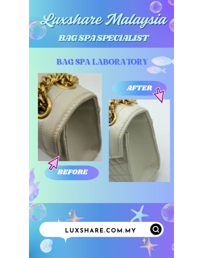 YSL YVES SAINT LAURENT ENVELOPE CHAIN BAG IN WHITE GRAINED CALF LEATHER AND GOLD HARDWARE "DEEP CLEANING AND BAG SPA SERVICE"