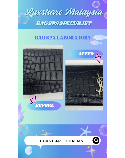 YSL YVES SAINT LAURENT CLUTCH IN BLACK CROCODILE LEATHER WITH SILVER HARDWARE" NANO RESTORE AND BAG SPA SERVICE"